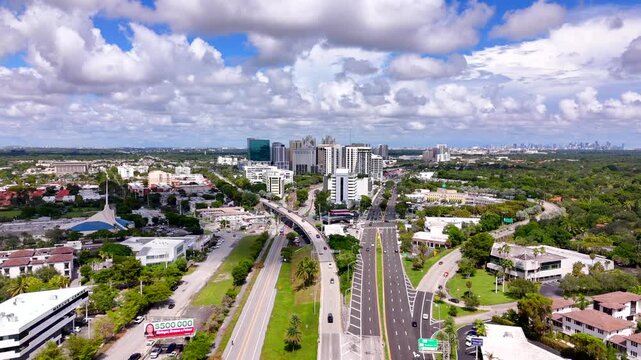 Aerial drone video Downtown Dadeland Miami Florida 2025