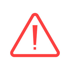 Red warning sign featuring an exclamation point inside a triangle, isolated on a white background.