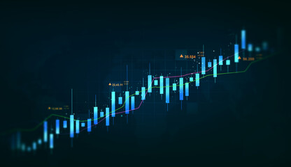 Stock market chart showing business growth, rising trends, financial performance, investment progress, profit increase, and market success indicators.Investment finance chart  growth graph.