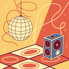 Vector art of disco ball and speaker