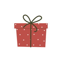 Hand Drawn Christmas Gift Box Illustration, Minimalist Festive Present With Bow