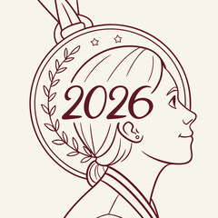 Vector art of graduate with 2026 medal