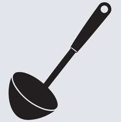 kitchen ladle silhouette vector art illustration, vector illustration of a spoon
