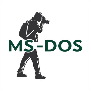 Photographer Silhouette with MS-DOS Text Logo Concept