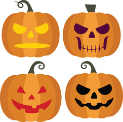 Scary halloween pumpkin faces vector art