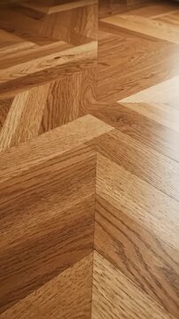 Close Up of Herringbone Pattern Wood Flooring