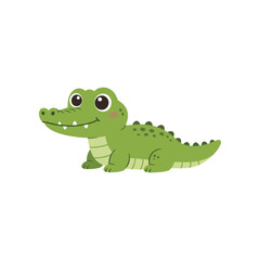 Adorable cartoon green alligator with big eyes and a friendly smile perfect for children s illustrations and designs