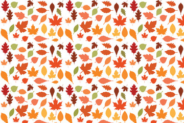 Set of silhouettes of leaves of different colors. autumn leaves in warm colors. Orange fall colorful leaves flying falling effect. autumn background. Bright and simple autumn leaves in warm colors. 