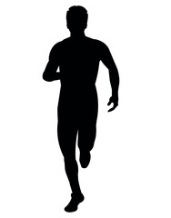 Isolated Running Man Silhouette Front View
