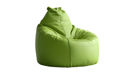 Lime green bean bag chair with isolated on a transparent  background