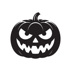 Spooky black silhouette of a jack o lantern with a scary face for halloween