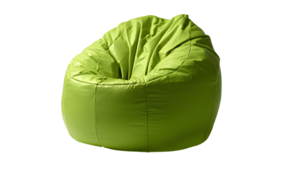 Lime green bean bag chair with isolated on a transparent  background