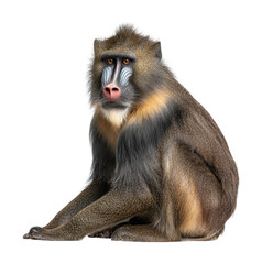 Obraz premium Majestic baboon sitting wildlife habitat animal portrait natural isolated on transparent background