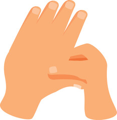 Cartoon style illustration of two hands making a snapping or clicking finger gesture, creating a snapping sound