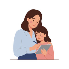 Loving mother gently embracing her young daughter showing affection and care in a tender moment of connection and support