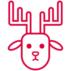 red outline deer head icon