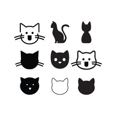 Cat icon set, cat head icon set, cat head logo, cat logo