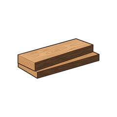 Two stacked wooden planks with visible grain texture and beveled edges on a white background representing construction materials