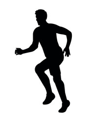 Black silhouette of a training runner jogging