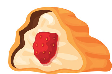 Single cream puff pastry filled with whipped cream and topped with a juicy strawberry