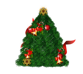 Golden Christmas Bell with Red Ribbon and Holly Leaves &ndash; Festive Holiday Decoration PNG on Transparent Background