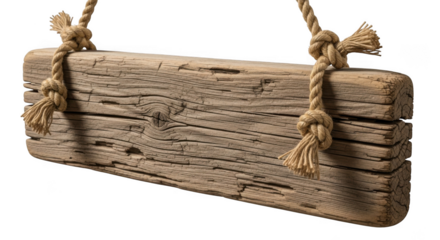 Rustic wooden sign suspended by rope for a natural and vintage ambiance