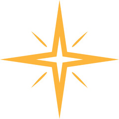 Obraz premium Simple yellow north star shining bright on plain white background