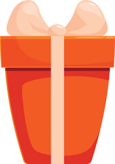 Orange gift box with a light pink ribbon bow, perfect for celebrating birthdays, holidays, or any special occasion