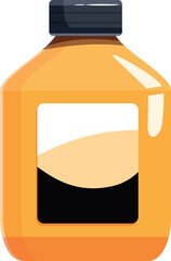 Orange plastic bottle with blank label and black cap containing detergent or cleaning product