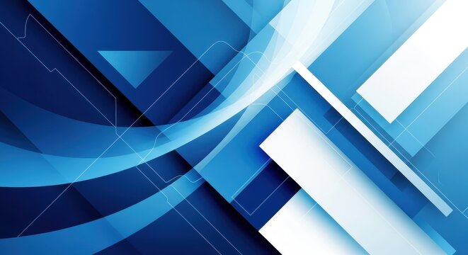 Abstract Blue Geometric Shapes Flowing Design with Light Streaks