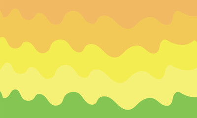 Yellow flower and green leaf seamless pattern with abstract wavy background