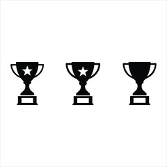 Three black trophy icons representing victory success and achievement in sports and competitions