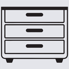 chest of drawer outline silhouette vector art illustration, chest of drawers