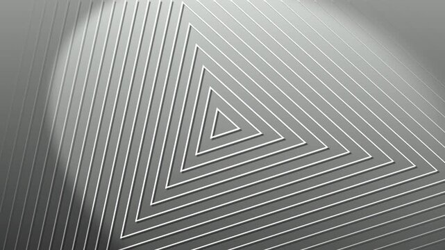 Black and white triangle line pattern animation with geometric symmetry and futuristic digital motion