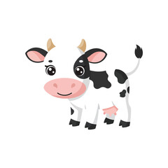 little and cute cow flat vector design