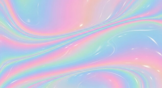 Mesmerizing Iridescent Swirls of Pastel Colors with Sparkling Highlights and Smooth Waves
