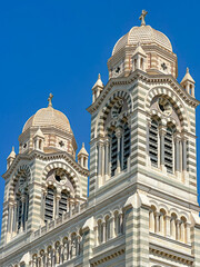 Obraz premium Towers of the Cathedral la Major on a Sunny Summer Day in Marseille 