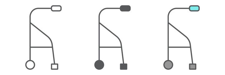 Obraz premium Quad walking stick line icon, orthopedic and medical, quad cane sign, vector graphics, a linear pattern on a white background. editable stroke