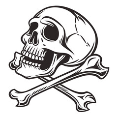 Black and white skull and crossbones graphic pirate 2