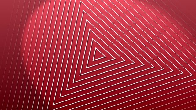 Abstract red and white triangle line pattern animation with geometric symmetry and futuristic digital motion