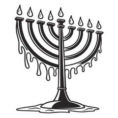 Black menorah icon with dripping wax white