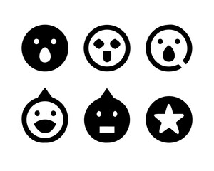Fototapeta premium Set of six unique black and white emoticon faces