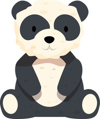 Charming illustration of a baby panda bear sitting contentedly, showcasing its iconic black and white fur