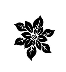 Poinsettia flower line art, elegant Christmas floral element representing festive beauty and seasonal holiday decoration.