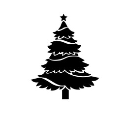 Minimal Christmas tree silhouette, elegant line art pine tree representing holiday spirit and winter celebration.