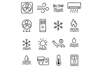 Air Conditioning and Climate Control Line Icons Set