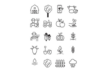 Agriculture and Farming Line Icons Collection