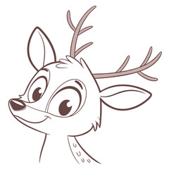 Cute cartoon reindeer face icon minimal vector animal