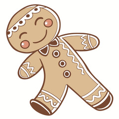 Cute gingerbread man with white icing and pink cheeks