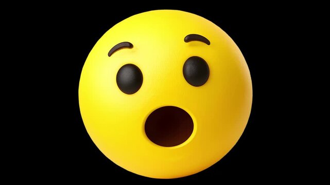Shocked Emoticon Open Mouth Loopable Video - This 3D animated shocked emoticon expresses sudden surprise and awe in a continuous, captivating loop. Ideal for unexpected news and dramatic reveals.